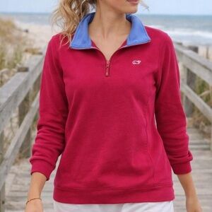 Vineyard Vines Women's Pink & Blue Quarter Zip
